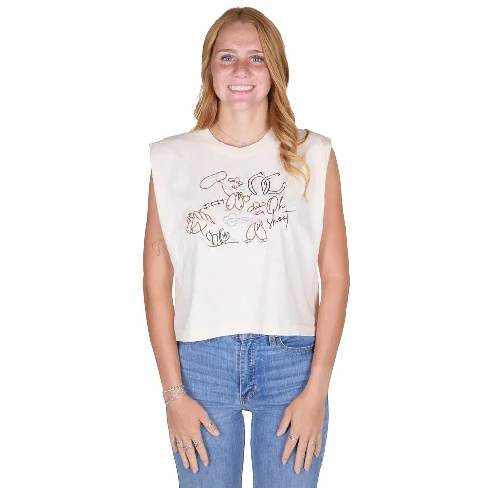 Summer Tees Women's Ivory Oh Shoot Muscle Tank - Image 2