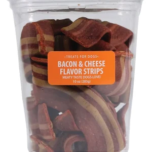 Sunshine Mills Bacon & Cheese Flavor Strips Bulk Natural Dog Treats - 10 oz - Case of 6