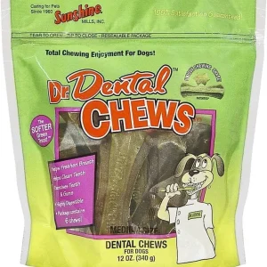 Sunshine Mills Dr. Dental Chews Natural Dog Treats - 12 oz - Case of 6