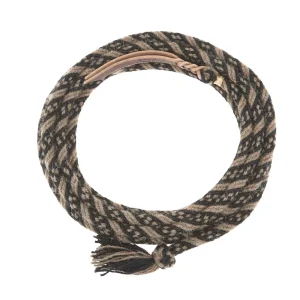 T3 Weavers 5/8 inch by 22 feet Black and Rose Grey 100% Alpaca Mecate Reins