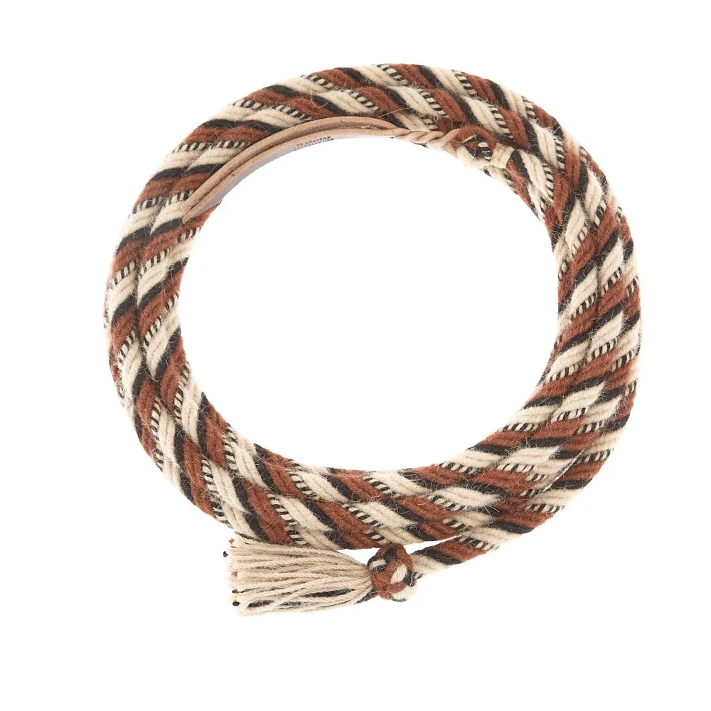 T3 Weavers 5/8 inch by 22 feet Black, Tan, Rustic 100% Alpaca Mecate Reins
