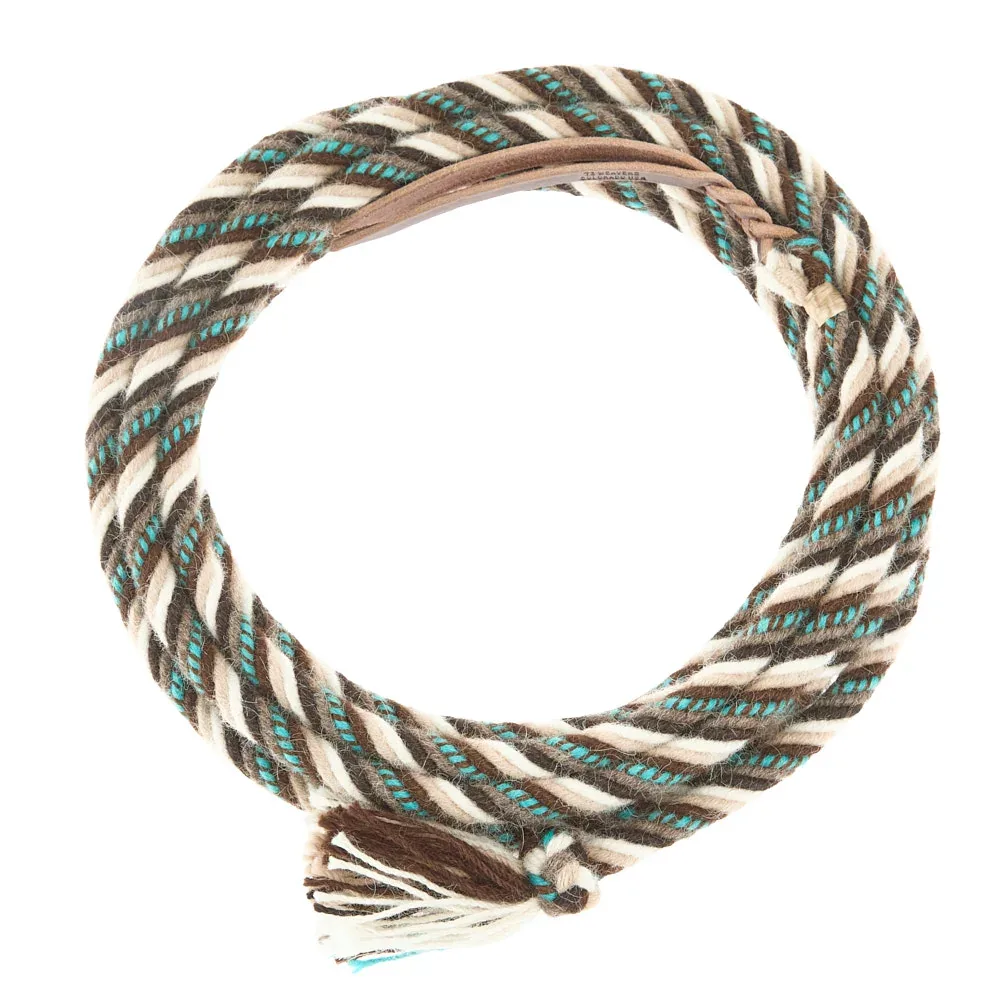 T3 Weavers 5/8 inch by 22 feet Brown & Teal 100% Alpaca Mecate Reins