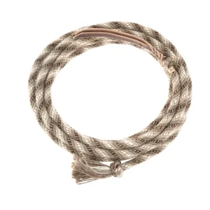 T3 Weavers 5/8 inch by 22 feet Light Rose Grey, Carmel, Black 100% Alpaca Mecate Reins