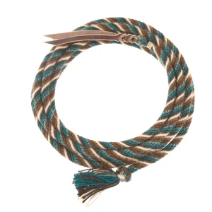 T3 Weavers 5/8 inch by 22 feet Natural and Turquoise 100% Alpaca Mecate Reins