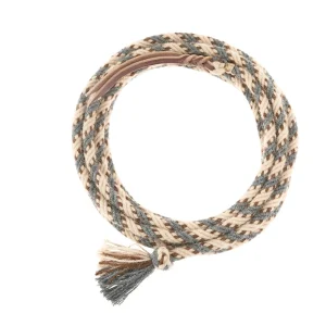T3 Weavers 5/8 inch by 22 feet Tan, Chestnut, Light blue 100% Alpaca Mecate Reins