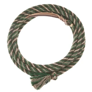 T3 Weavers 5/8 inch by 22 Forest Green, Brown, Tan 100% Alpaca Mecate Reins