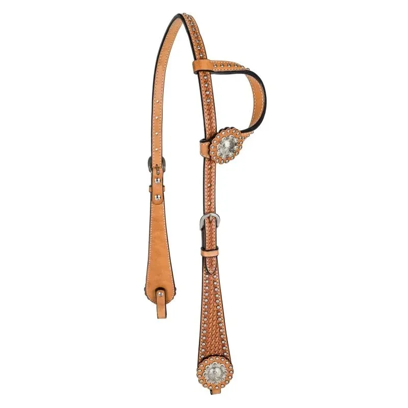 Tabelo One Ear Headstall with Tooling SS Spots - Image 2