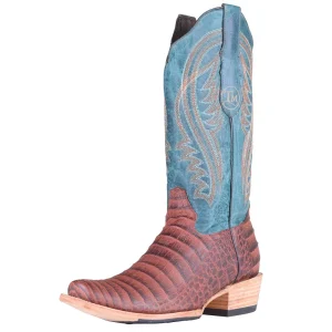Tanner Mark Boots Men's Black Label Cognac Caiman Belly Print Vamp 12in Volcano Azul Top