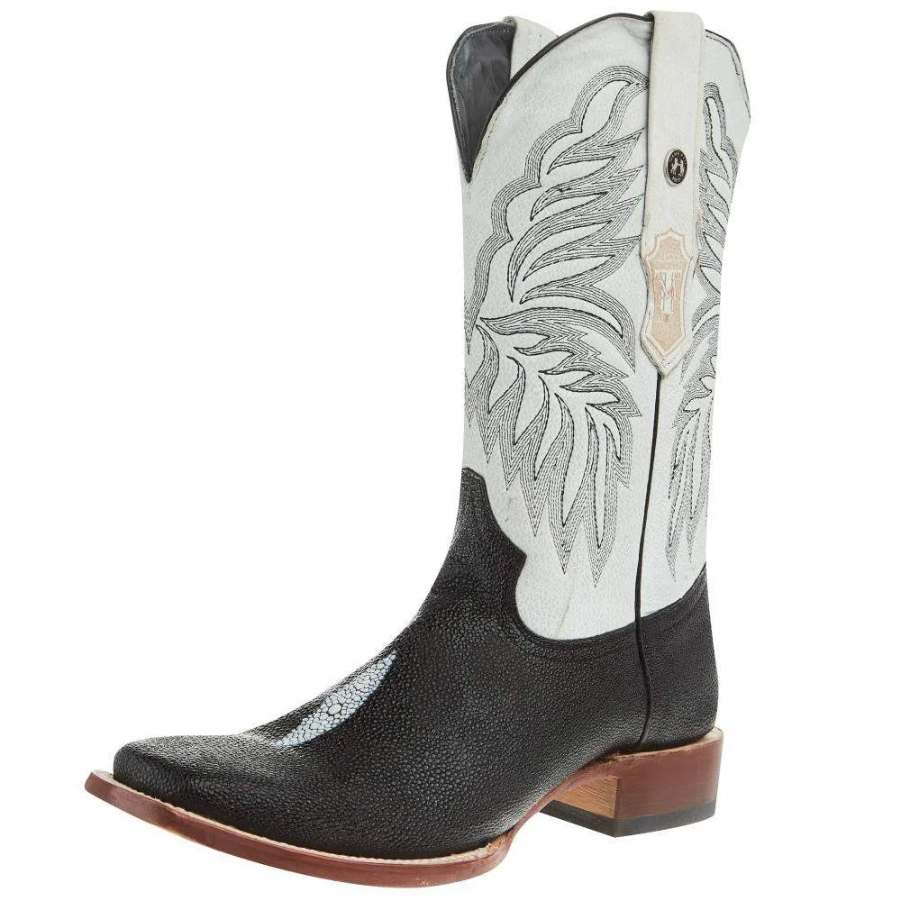 Tanner Mark Boots Mens Black Stingray Print 12in Montana Ice Top