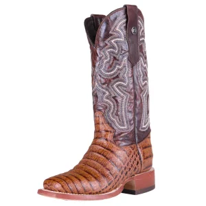 Tanner Mark Boots Women's Cognac Caiman Belly Print Vamp 12in Cognac Top