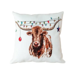 Taylor Paladino Christmas Longhorn Accent Pillow