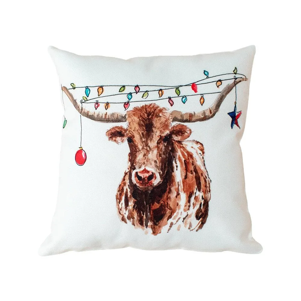 Taylor Paladino Christmas Longhorn Accent Pillow
