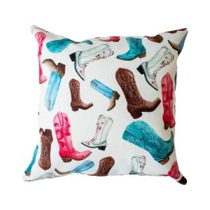 Taylor Paladino Colorful Cowboy Boots Accent Pillow