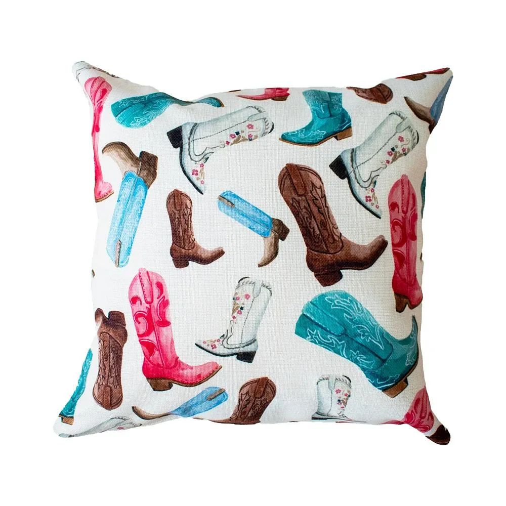 Taylor Paladino Colorful Cowboy Boots Accent Pillow