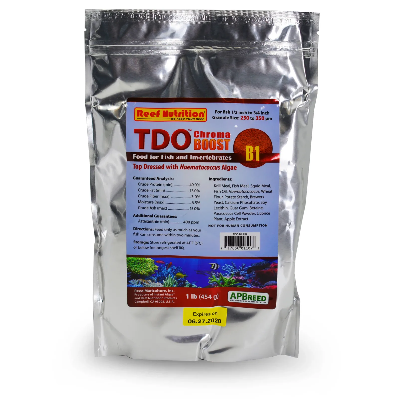 TDO-B1 Chroma Boost Fish Food (16 oz) - Reef Nutrition