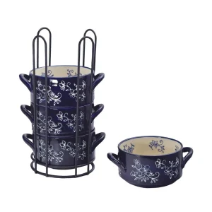 Temp-Tations Llc 4pc Floral Lace Stackable Bowls w/Rack