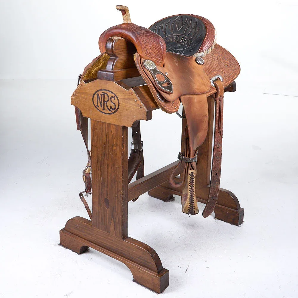 Teskey's Used 14in 1/2 Breed Combo Tooled Barrel Saddle