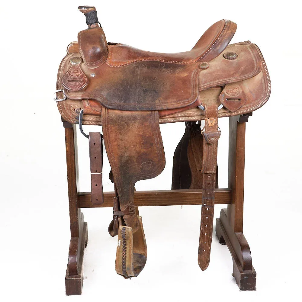 Teskey's Used 18in Roughout with Border Team Roping Saddle - Image 2