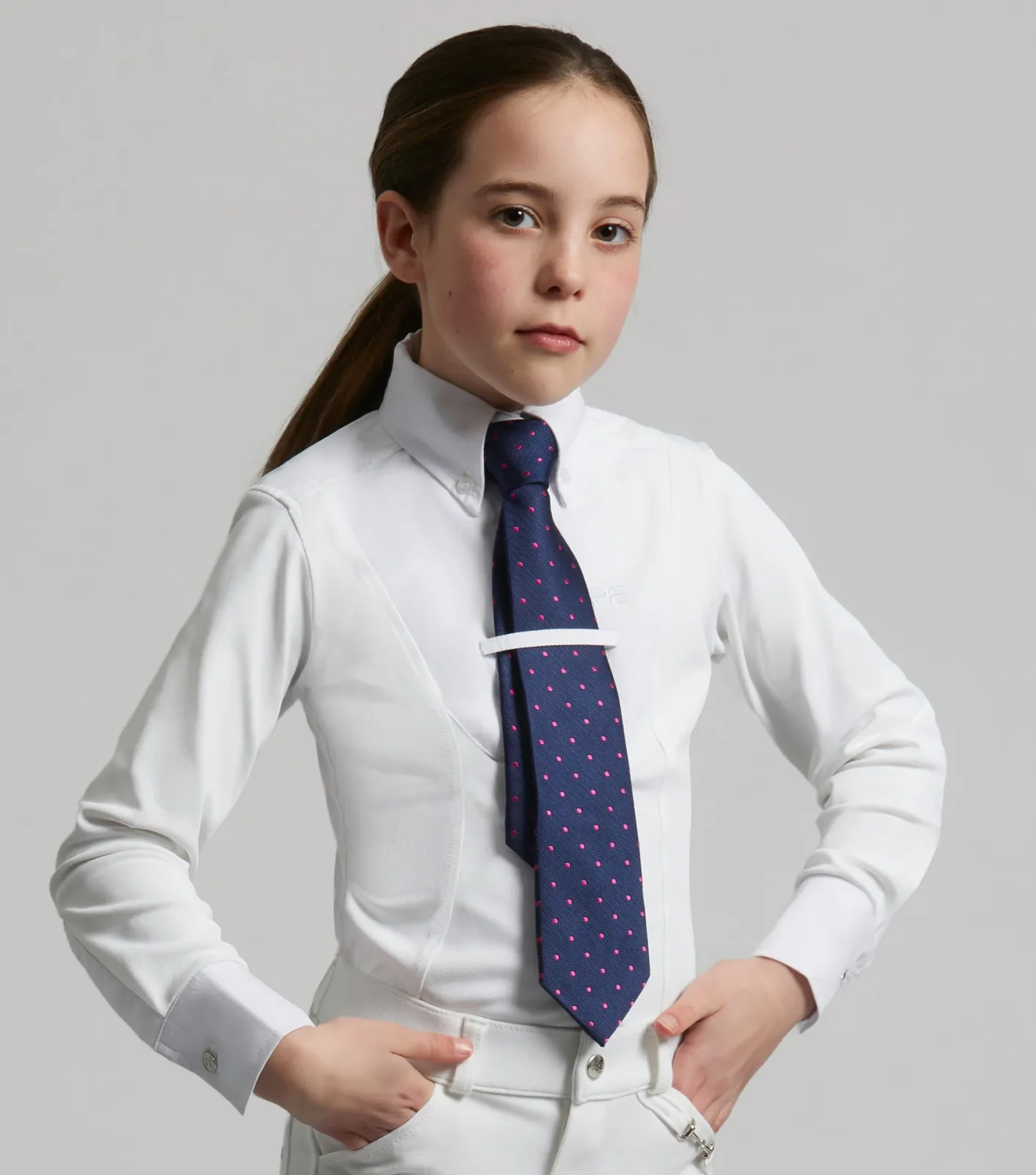 Tessa Girls Long Sleeve Show Shirt White