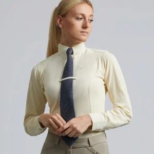 Tessa Ladies Long Sleeve Tie Shirt Vanilla