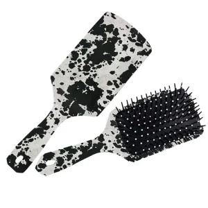 The Front Porch Label Black Cowhide Hairbrush