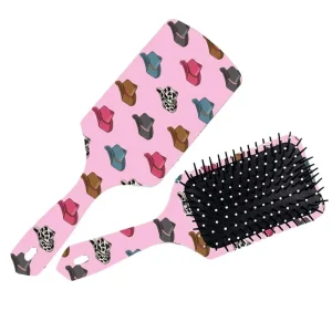 The Front Porch Label Pink Cowboy Hat Hairbrush