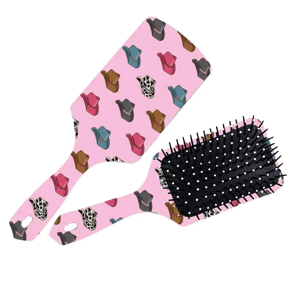 The Front Porch Label Pink Cowboy Hat Hairbrush