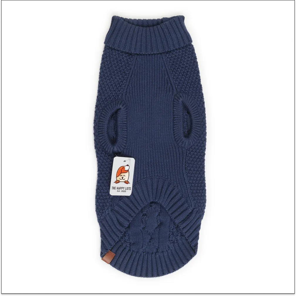 The Happy Lots Chunky Sweaters for Dogs (Dark Blue)