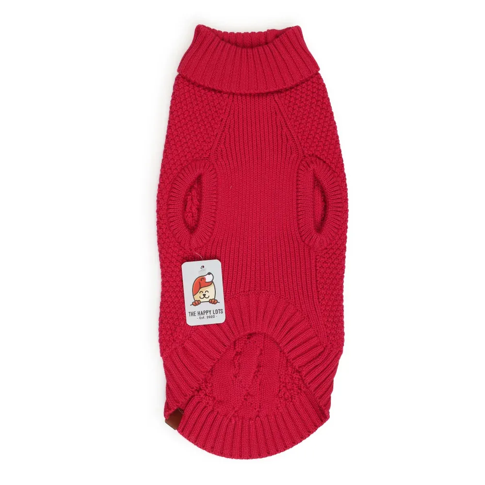 The Happy Lots Chunky Sweaters for Dogs (Red)