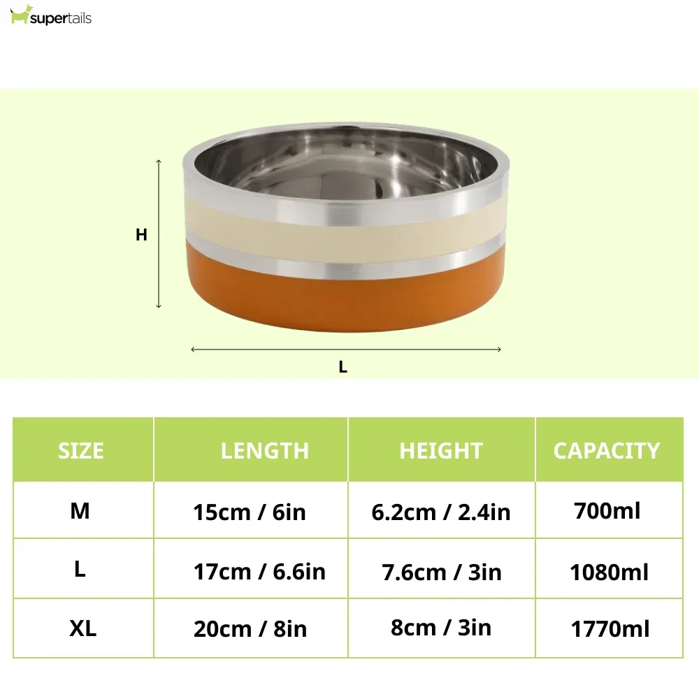 The Happy Lots Double Wall Bowl With Anti Skid Base for Dogs and Cats (Orange) - Image 2
