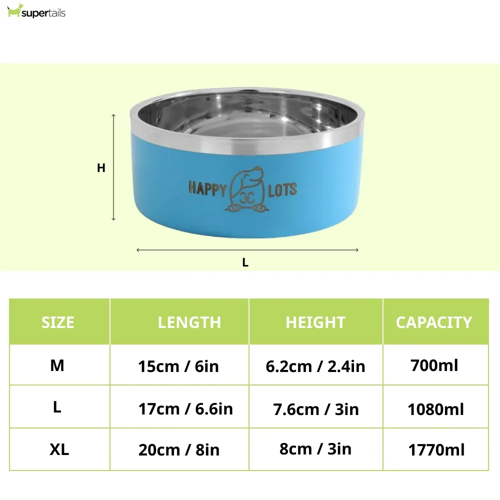 The Happy Lots Double Wall Bowl With Anti Skid Base for Dogs and Cats (Sky Blue) - Image 2