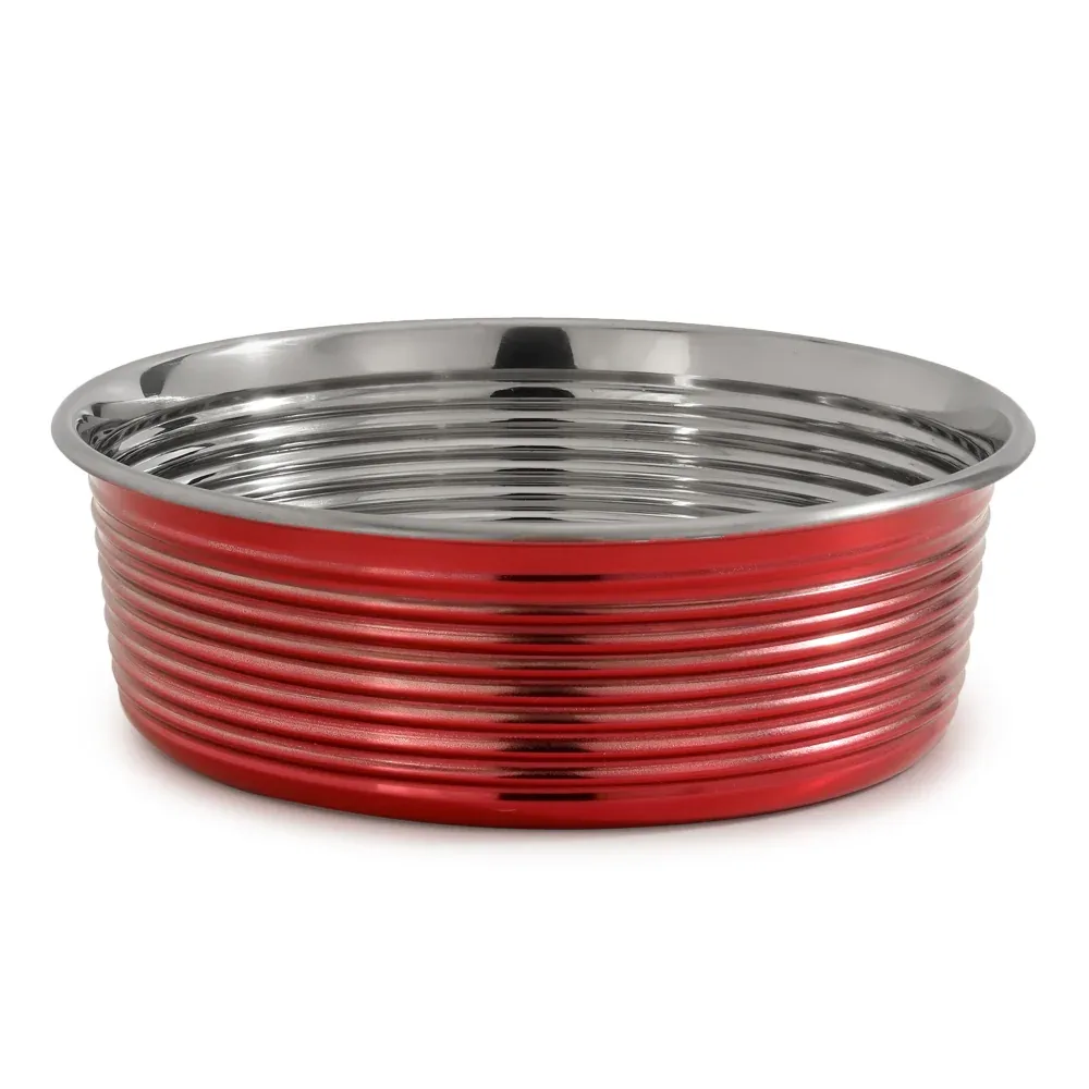 The Happy Lots Heavy Dish With Beading for Dogs and Cats (Red)