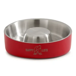 The Happy Lots Slant Feeder WhiskerWare for Dogs and Cats (Red)