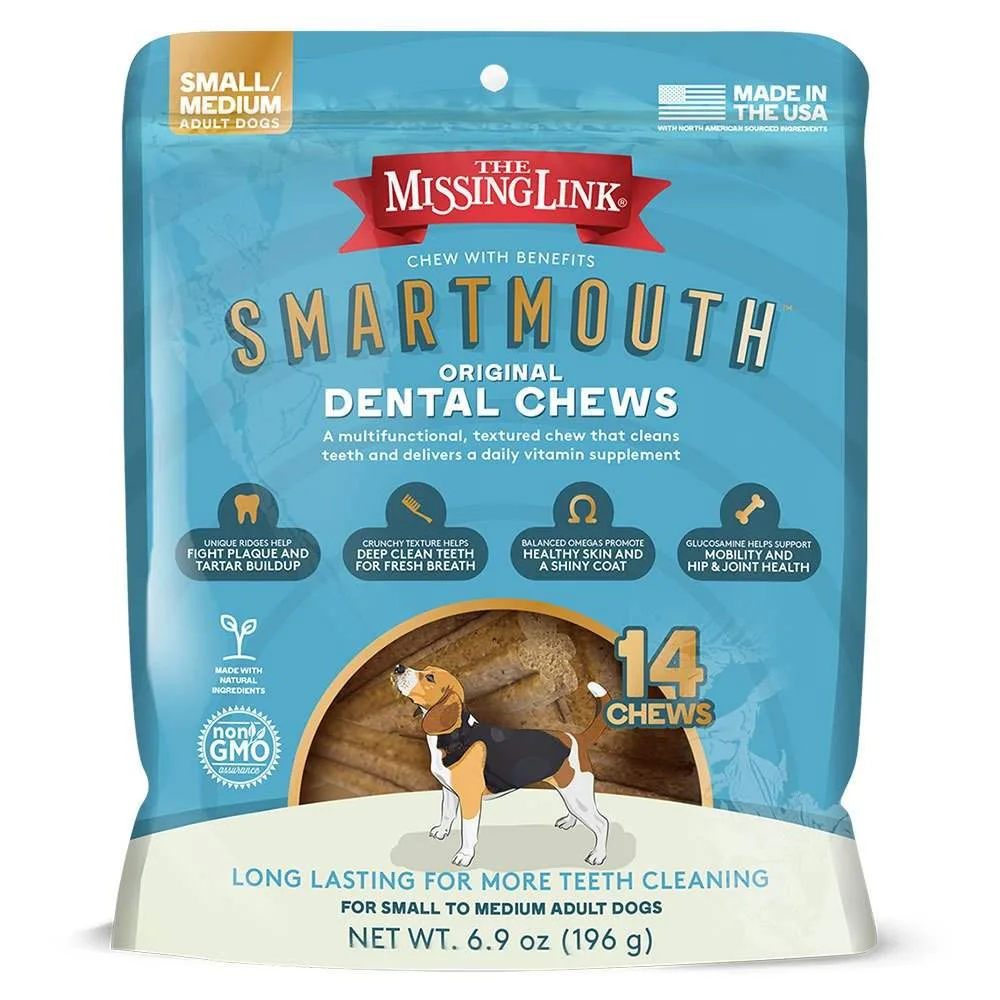 The Missing Link Smartmouth Dental Chews S/M Dogs 14ct