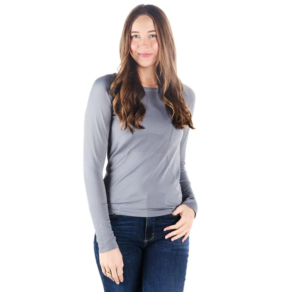 The Tackhack Womens Tack Hack French Blue Equitation Long Sleeve Tech Tee