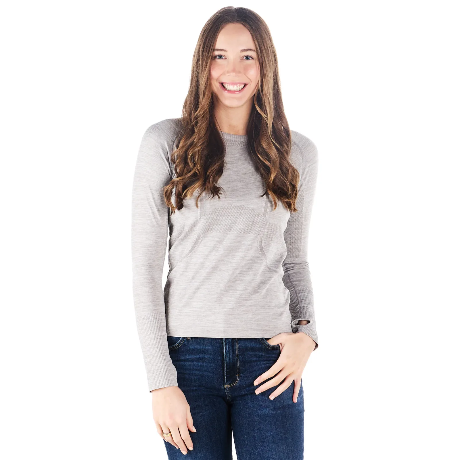 The Tackhack Womens Tack Hack Peral Grey Equitation Long Sleeve Tech Tee - Image 2
