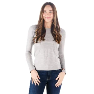 The Tackhack Womens Tack Hack Peral Grey Equitation Long Sleeve Tech Tee