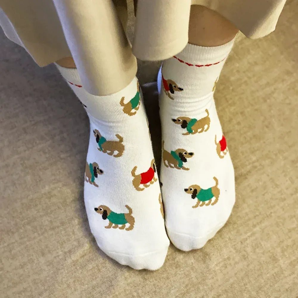thePack Dog Themed Ankle Length Socks (Cream) - Image 2