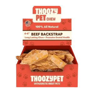 ThoozyPet USA-Sourced Beef Backstrap Dog Chews 4-6" 50ct