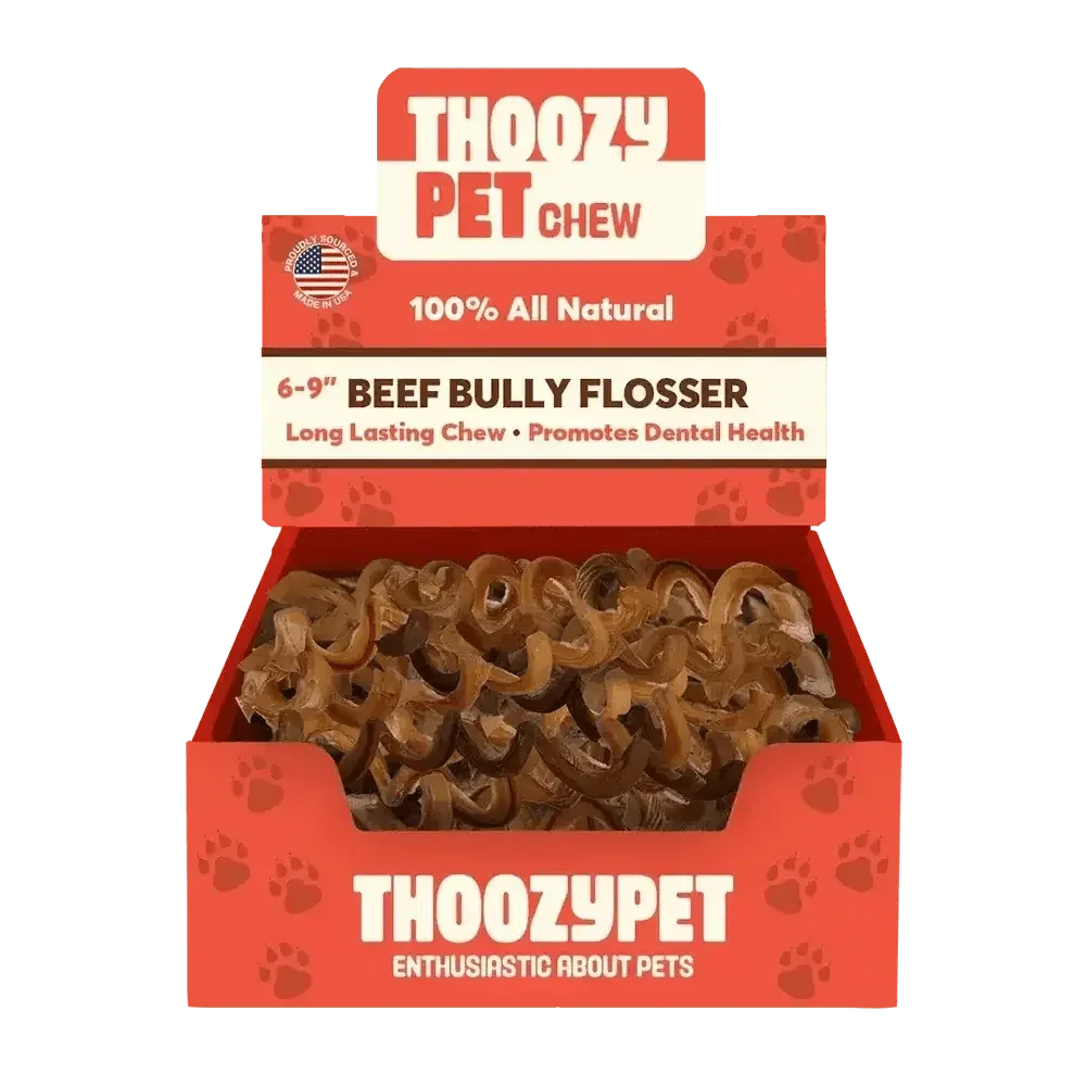 ThoozyPet USA-Sourced Beef Bully Flosser Dog Chews 6-9" 15ct