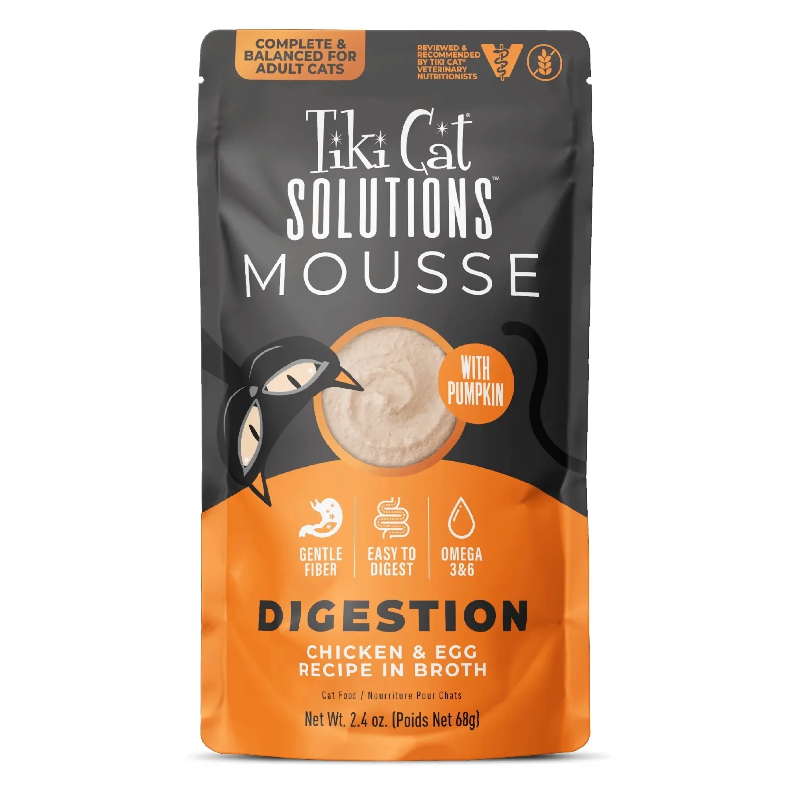 Tiki Pet Cat Solutions Mousse Digestion, 2.4 oz each, Case of 12