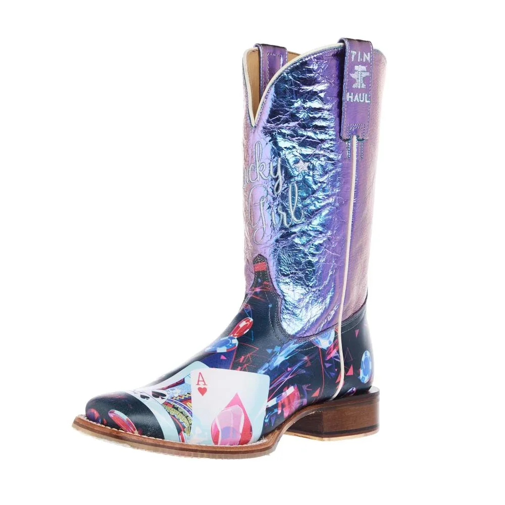 Tin Haul Womens Lady Luck Card Cowgirl Boot