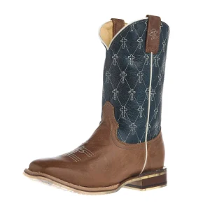 Tin Haul Youth Criss Cross Cross Brown Square Toe Just Believe Sole Boot