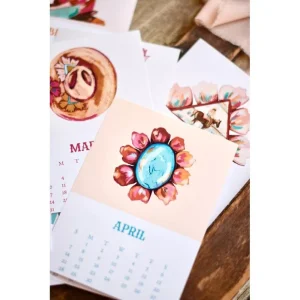 Tirzah Lane Art Cowgirl Colorful 5x7 Desktop Calendar