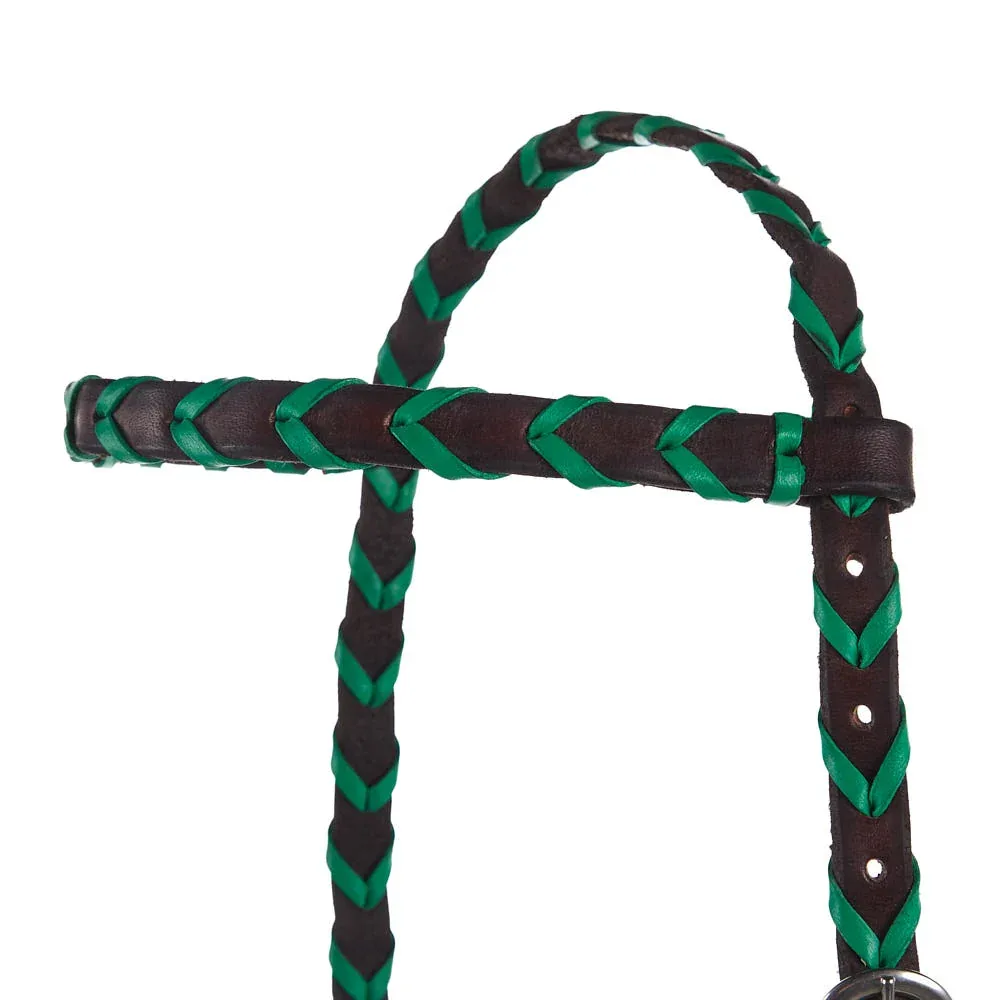 Tomahawk Browband Green Colored Lace Headstall - Image 2