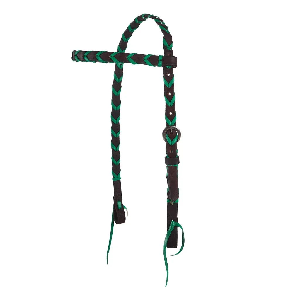 Tomahawk Browband Green Colored Lace Headstall