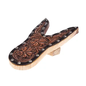 Tomahawk Floral Tooled Leather Boot Jack Black