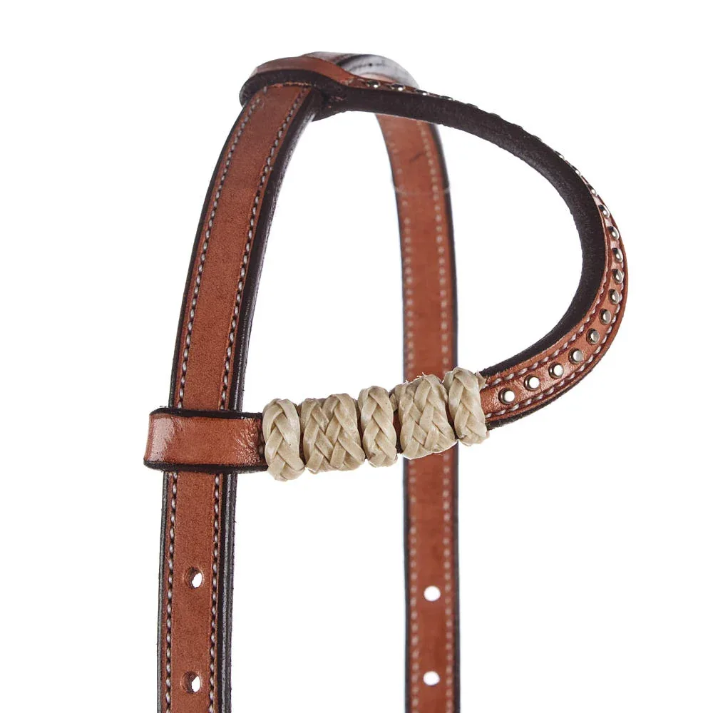 Tomahawk Scalloped Tooled with Rawhide Slide Ear Headstall - Image 2