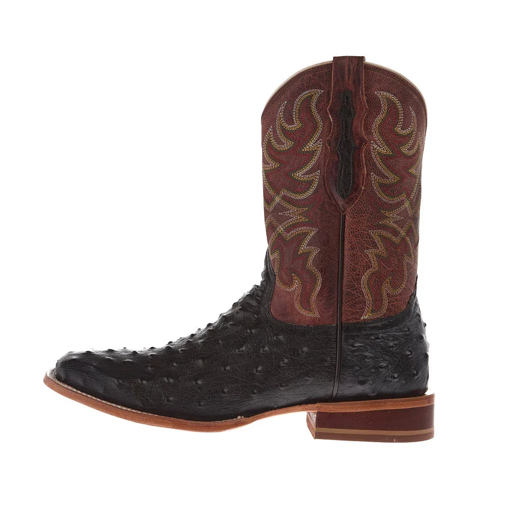 Tony Lama Men's Chocolate ReQuill Ostrich Vamp 11in Brown Top - Image 2