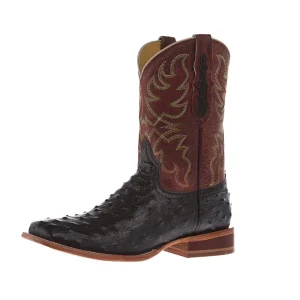 Tony Lama Men's Chocolate ReQuill Ostrich Vamp 11in Brown Top